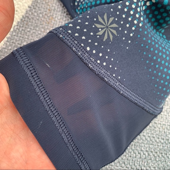 Athleta blue and teal mesh running pants with back pocket - Picture 10 of 11